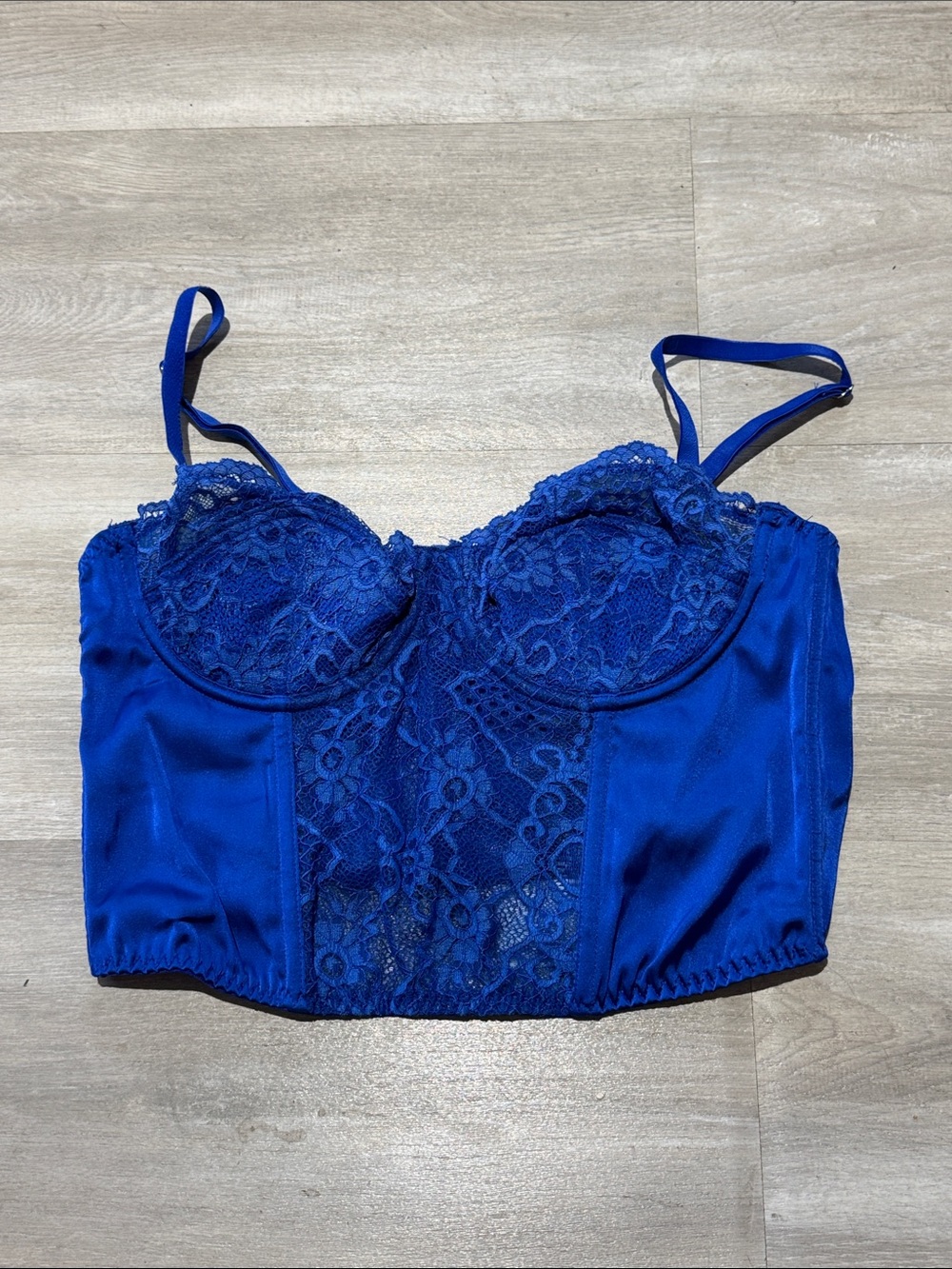 BDG Urban Outfitters- Size L- Blue Lace Longline Bustier Crop Top